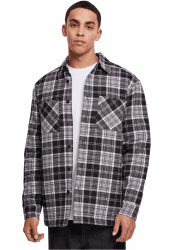 Urban Classics Herren Padded Checked Shirt Jacket Hemd L Black/White