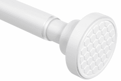 Zipglo 1 Stück Duschvorhangstange,110-190cm, Teleskopstange, Federvorhangstange, Rutschfeste Spannstangen, Ohne Bohren, Verstellbare Spannstangen für Vorhänge, Fenster, Schrank, Küche,Weiß