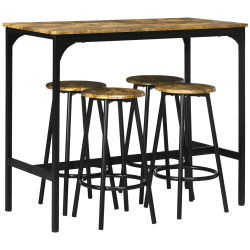 HOMCOM Bartisch mit Barhocker Set, 5-TLG. Bartisch-Set, Küchentisch mit 4 Barhocker, Essgruppe im Industriedesign, für Küche, Esszimmer, Metall, Rustikal-Braun