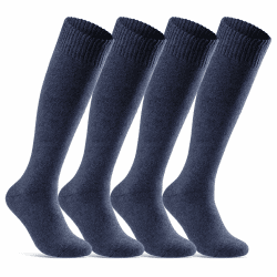 sockenkauf24 4 Paar Herren THERMO Kniestrümpfe Winter Innenfrottee Vollfrottee extra warm 39-42 navy meliert