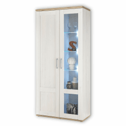 ROMANCE Vitrine in Sibiu Lärche / Eiche San Remo Optik - Landhausstil Glasvitrine inkl. LED-Beleuchtung - 93 x 202 x 46 cm (B/H/T)
