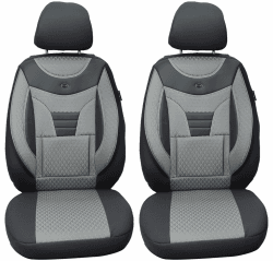 Maß Sitzbezüge für Auto Sitze kompatibel mit Skoda Octavia 3 Typ 5E 2012-2019 Fahrer und Beifahrer Schonbezüge Sitzschoner Sitzbezug FB:908 (Grau/Schwarz)