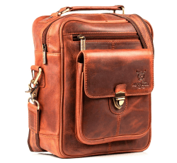 MATADOR Echt Leder Herren Umhängetasche Damen Schultertasche Ledertasche Hochwertige Henkeltasche Arbeittasche Tan