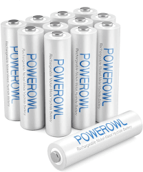 POWEROWL Wiederaufladbare AAA-Batterien, 12,1000 mAh, 1,2 V, NI-Mh, AAA-Akku, 1200 Zyklen, geringe Selbstentladung, mit umweltfreundlicher Verpackung