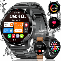 LIGE Smartwatch Herren 1.43''AMOLED Smartwatch Mit Telefonfunktion Fitnessuhr 100+Sportmodi/5ATM, Militärs Smart Watch Kompatibel Mit iOS Android 400mAh Batterie 2024