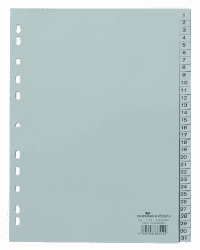 Durable Zahlenregister 1-31 (A4, geprägte Taben, PP volldeckend) 10 Stück, grau, 652310