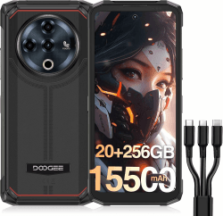 DOOGEE FIRE 6 Power Outdoor Handy Ohne Vertrag Android 14, 15500mAh(33W) Outdoor Smartphone,20GB+256GB/2TB Baustellen Handy,50MP Outdoor Handy, 6.56'' (90Hz)/Dual Light Flashlight/3 in1 USB Kabel/NFC
