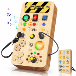 Montessori Spielzeug ab 1 2 3 Jahr, Busy Board mit Musik, Double Side Activity Board Montessori Baby Spielzeug Kinderspielzeug ab 1 Jahr, Geschenke Mädchen Jungen Holzspielzeug Motorik Haus ab 1 Jahr