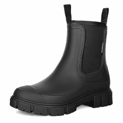 Gummistiefel Damen Wasserdicht Boots，Halbhohe Regenstiefel Für Damen, Damen Chelsea Mit Rutschfest Sohle, Modische Schlamm Stiefel Outdoor Arbeit Stiefel 40 EU Schwarz