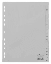 Durable A-Z Register (A4, geprägte Taben, 20tlg., aus PP, volldeckend) 20 Stück, grau, 651010