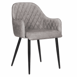 SONGMICS Esszimmerstuhl, Sessel, Polsterstuhl mit Armlehnen, PU-Bezug, Vintage, bis 110 kg belastbar, für Esszimmer, Wohnzimmer, Schlafzimmer, grau LDC085G01, 0194343106977