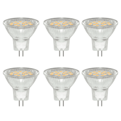 6 Stück GU4 MR11 3W LED Spot, Ersetzt 20W 30W Halogenlampen Reflektor, Warmweiß 3000K, 300LM, AC/DC 12V-24V, Nicht Dimmbar, 120° Abstrahlwinkel, mit Schutzglas, 35mm*35mm