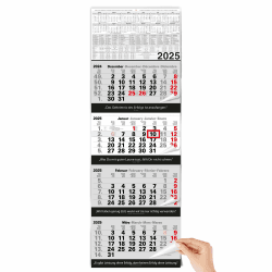 TOBJA 4 Monatskalender 2025 Wandkalender mit Schieber und verstärkter Aufhängung – Übersichtlicher Kalender 2025 Wandkalender für Büro und Zuhause, 96 x 33 cm