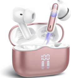 Bluetooth Kopfhörer, Kopfhörer Kabellos Bluetooth 5.4 In Ear Kopfhörer mit 4 Mikrofon HiFi Stereo, ENC Noise Cancelling Kabellose Kopfhörer 40Std Tiefer Bass, IP7 Wasserdicht Ohrhörer, USB, Roségold