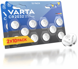 VARTA Batterien Knopfzellen CR2032, 20 Stück, Power on Demand, Lithium Coin, 3V, kindersichere Verpackung, für elektronische Kleingeräte - Autoschlüssel, Fernbedienungen, Waagen