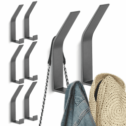 Kssvzz 8 Stück Grau kleiderhaken Wand zum Bohren-Schrauben unsichtbar, Moderne Garderobenhaken Garderobenleiste Wand für Jacken, Mäntel, Cap, Schals, Handtuch, Handtaschen und Mehr