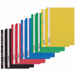 D.RECT 10 Stück Schnellhefter (2 Stück pro Farbe 5x2) | Pappschnellhefter A4 mit Lochung aus Kunststoff mit Transparentem Vorderdeckel | Plastik-Schnellhefter aus PP-Folie | Gelocht - Eurolochung