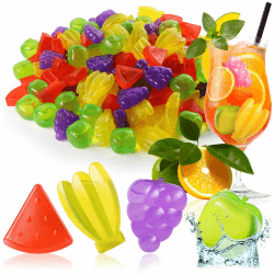 com-four® 120x wiederverwendbare Eiswürfel in coolen Designs, Party-Eiswürfel in bunten Farben (120 Stück - Früchte)