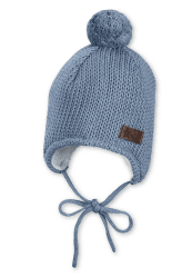 Sterntaler Unisex Kinder Strickmütze Baby Bommelmütze Strick mit Ohrenklappen 45 Blau