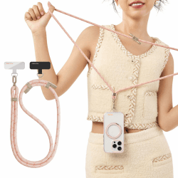 TORRAS Handykette Universal Verstellbar Handyband zum Umhängen aus doppeltem Nylon-Seil Robust Angenehm Lanyard Handy Umhängeband mit Metallschnalle Haltbar Rose