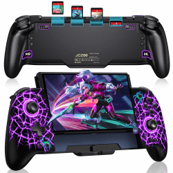GAMSINGY Kabellos Handheld Switch Controller, Cooles RGB-Licht Switch Controller Griffe mit 4xSpiele Karten Slots, Switch Spiele Zubehör für Switch/OLED Konsolen