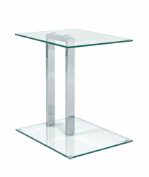 HAKU Möbel Beistelltisch Chrom, Metall, Sicherheitsglas 8 mm - Maße: B 45 cm x H 50 cm x T 35 cm, Style: Modern