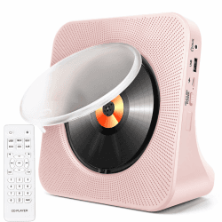 Tragbarer CD-Player für Zuhause, HoneTeek persönlicher CD-Player mit Bluetooth, Lautsprecher, Musik-CD-Player mit FM-Radio, Boombox, Fernbedienung, Staubschutz, LED-Bildschirm, Desktop-CD-Player