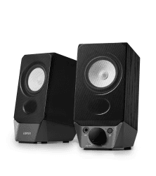 Edifier R19BT 2.0 PC-Lautsprechersystem mit Holzgehäuse, Bluetooth 5.3, voller Stereoklang, starker Bass, Lautstärkeregler, 3,5 mm Eingang/USB-A Soundkarte für Computer/TV/Smartphone/Tablet - Schwarz