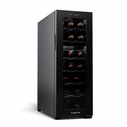 Klarstein Freistehender Weinkühlschrank 2 Zonen, Getränkekühlschrank Klein, Kleiner Weinschrank, Wein-Kühlschrank Klein mit Glastür, Indoor/Outdoor Flaschenkühlschrank, Wine Fridge, 18 Flaschen