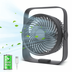 GUPAY Tragbarer Turbo-Ventilator, Luftzirkulator Lüfter mit 5 Geschwindigkeitsstufen, 360° einstellbare Neigung, Geräuscharme Kühlung Tischventilator für Haus Schlafzimmer Büro (Schwarz)