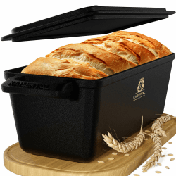 KAISERTAL 4 in 1 Brotbackform mit Deckel – eingebrannter Gusseisen Topf 3l – patentierter Brottopf zum Brot Backen & Schmoren - Alle Herdarten