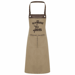 GRILL SAISON 2025 | Grillschürze mit Kunstleder Applikation | Geschenk Idee für Barbecue Fan und Meister am Grill | Unisize für Frau und Mann (Khaki / Braun, Das Schwarze kann man abkratzen)