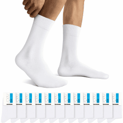 Falechay Herren Socken 12 Paar Sportsocken Classic Schwarz Atmungsaktive Baumwolle 47-50 Weiß*12