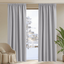 PONY DANCE Verdunkelnde Vorhänge mit Kräuselband Wohnzimmer 2er Set H 245 x B 140 cm Verdunklungsvorhänge für Schienensystem Thermo Gardinen Isolierend Kälte und Wärme, Silbergrau H245 x B140 cm (2er Pack) Silbergrau
