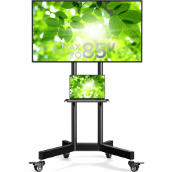 Perlegear TV Ständer Rollbar für 32-85 Zoll Plasma/LCD/LED Fernseher bis zu 60kg, Mobiler TV Ständer mit Rollen mit Tablett, TV Ständer Höhenverstellbar Max VESA 600x400mm