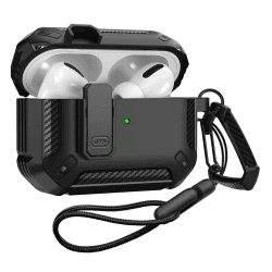 Hülle für Airpods Pro 2 Generation mit Verschlussdeckel, stoßfestes Airpod Pro 2 Case Cover 2022 Schutzhülle, Armor Skin Shell für Apple AirPod Pro 2 Charging Case - Schwarz
