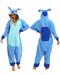LBJR Erwachsene Cosplay Schlafanzug Tierkostüme Jumpsuit Onesie Nachtwäsche Overall Fasching Karneval Halloween Pyjama XL Zip Blue