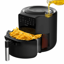 Cecotec Heißluftfritteuse Cecofry Rain. 5,5 l, integrierte Ölbrause, 7 Stufen, fortschrittliche Technologie, 1550 W, Touchpanel.
