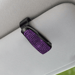 ZYSY Bling Sonnenbrille Halter für Auto Sonnenblende, Kristall Strass Brillen Aufhänger Halterung mit Ticket Card Clip, Universal Fahrzeug Visier Dekor Zubehör für Frauen (Lila)