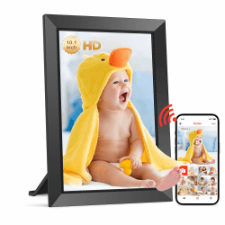 FRAMEO Digitaler Bilderrahmen WLAN 10,1 Zoll - 1280x800 IPS Touchscreen Digitale Bilderrahme, 32GB Speicher, Auto Rotation Elektronischer Fotorahmen, Teilen Sie Fotos/Videos Sofort von überall