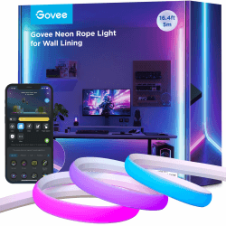 Govee Neon LED Strip für Sockelleiste,5M RGBIC LED Streifen Matter-Kompatible für Wandlinien und Ecken, Musiksync, Zuschneidbar, Neon Licht Deko für Wohnzimmer, Korridor, Schlafzimmer