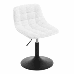 WOLTU Schminkhocker höhenverstellbarer Hocker mit Rückenlehne, Sitzhocker Mehrzweck Arbeitshocker Bürohocker Esszimmerstuhl, 360° drehbar, aus bequemer Chenille, Metall, Weiß, BH408ws-1