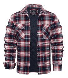 KEFITEVD Holzfäller Jacke Herren Baumwolle Kariert Holzfällerhemd mit Brusttasche Winter Langarm Hemdjacken Männer Warm Fanellhemd Weich Verdickt Übergangsjacke Rot-weiß 3XL