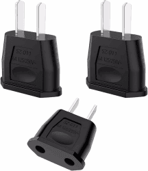 OneNine 3 Stück EU to US Adapter, 2 Pin Adapter USA Deutschland Stecker, Reisestecker Deutschland auf US, Steckdosen Adapter, Europa/US/China/Japan/Kanada/Mexiko Universaladapter (EU to US)