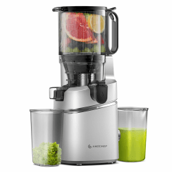 AMZCHEF Automatischer All-in-One Entsafter, 135MM Öffnung und 1,8L Entsafter für Gemüse und Obst, 250W Entsafter Slow Juicer Testsieger mit Dreifachem Filter - Silber