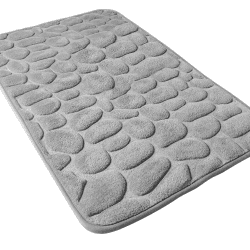 SHANNA Badezimmerteppich mit Memory Foam, Badezimmerteppich Duschvorleger Duschteppich für Badewanne, Dusche, Badezimmer (Grau, 40 x 60 cm)