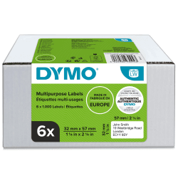 DYMO Original LabelWriter Mehrzwecketiketten | 32 mm x 57 mm | 6 Rollen mit je 1.000 leicht ablösbaren Etiketten (6.000 Etiketten) | selbstklebende Etiketten | für LabelWriter-Beschriftungsgerät