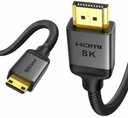 Silkland 8K Mini HDMI auf HDMI Kabel 2.1 Kurz 30CM, 8K@60Hz 4K@120Hz, 48Gbps High Speed ​​HDMI auf Mini HDMI Bidirektional HDR eARC kompatibel mit Kamera Raspberry Pi Zero Grafikkarte Tablet Projektor