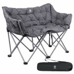 EVER ADVANCED Campingstuhl Klappbar für 2 Personen Faltsofa 320KG Belastbar, Luxus Klappstuhl XXL 2 Sitzer, Campingsofa Dick Gepolstert Hohe Lehne Extra Lang für Outdoor Garten Balkon Indoor