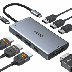 Docking Station USB C Dual Displayports, 8 in 1 Laptop Dockingstation Zwei Monitor mit 2 DP, HDMI, VGA, PD, 3 USB Ports, USB-C Hub Multiport Adapter für HP, Lenovo Thinkpad,Surface